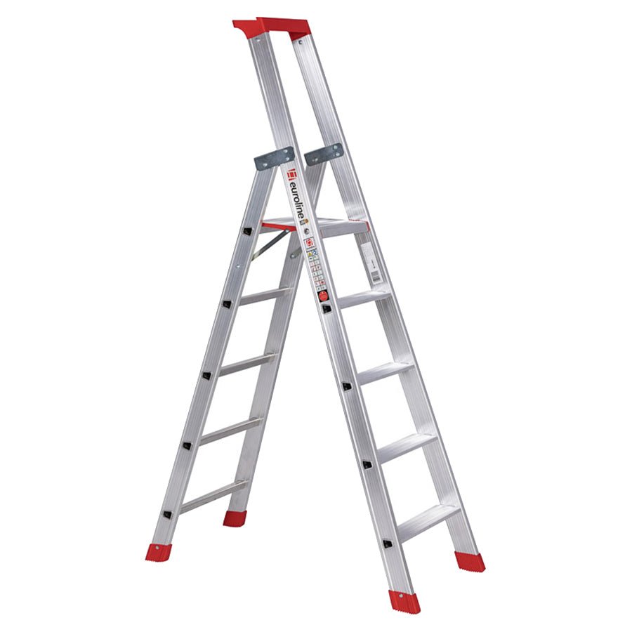 euroline 32577 PREMIUM line Alu - Stufenstehleiter mit Sicherheitsbrücke - Topleiter