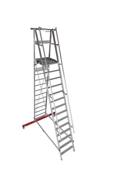 euroline PREMIUM line Aluminium - Podestleiter fahrbar, klappbar 32777 - Topleiter
