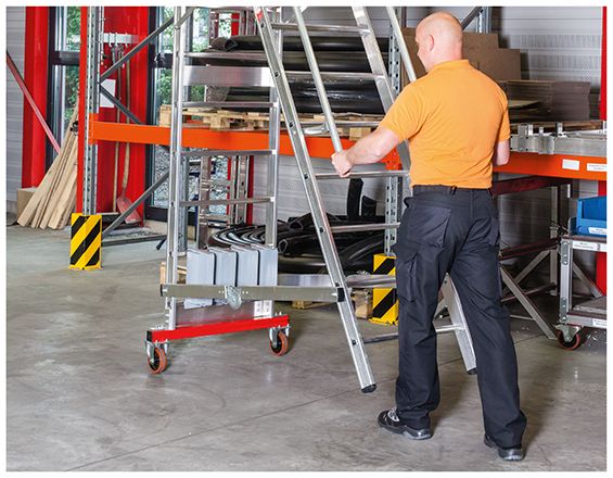 euroline PREMIUM line Aluminium - Podestleiter fahrbar, klappbar 32778 - Topleiter