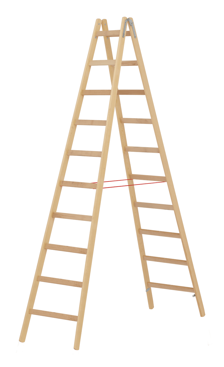 Hymer Holz - Sprossenstehleiter 71410, beidseitig begehbar - Topleiter