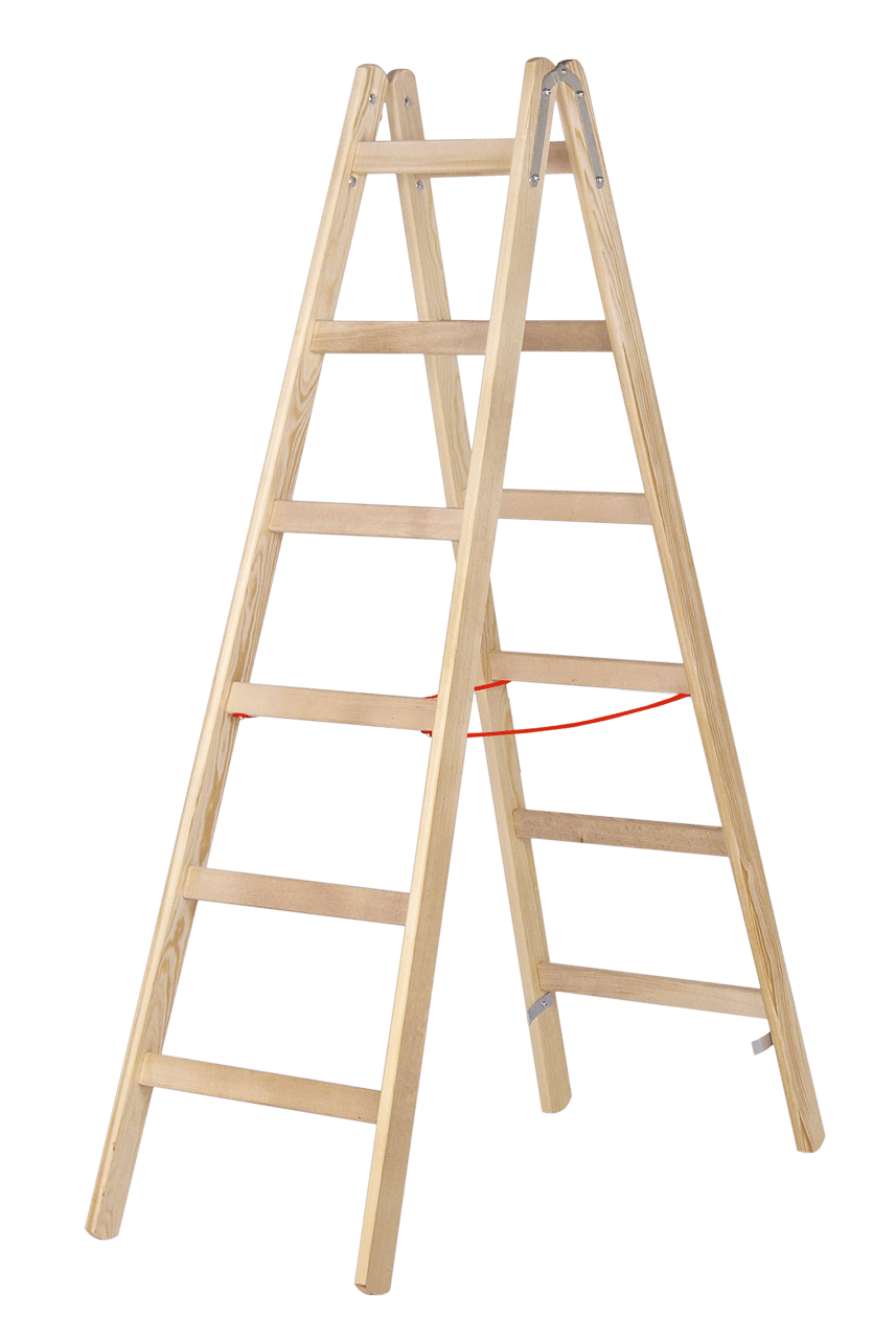 Hymer Holz - Sprossenstehleiter 71410, beidseitig begehbar - Topleiter