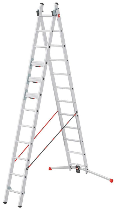 S110 Pro Sprossen - Schiebeleiter mit 3 Dreh - Stufen 2 x 12 Sprossen - Topleiter